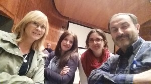 Elena Martín, presidenta de ASPE; Nuria Quintana, tesorera; Ana B. García Carlos, vocal, y Roberto Zamarbide, secretario, al término de la Asamblea de A Coruña
